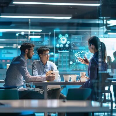 Corporate Team Meeting_ Three professionals…